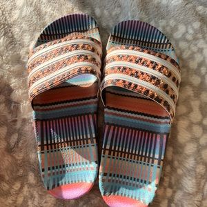Adidas Slides Cheetah & Tribal print size 7